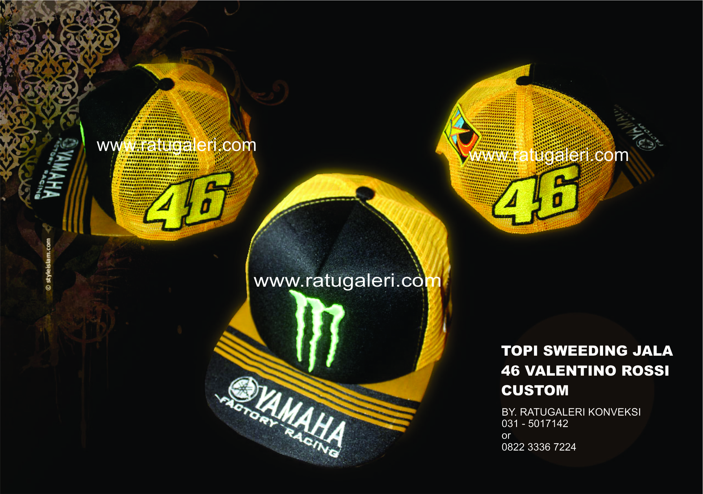 Contoh Desain Topi Trucker YAMAHA Valentino Rossi Custom Contoh Desain Topi Trucker YAMAHA Valentino Rossi Custom