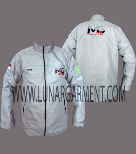 Hasil Produksi Dan Contoh Desain Jaket Taslan Waterproof MG Team
