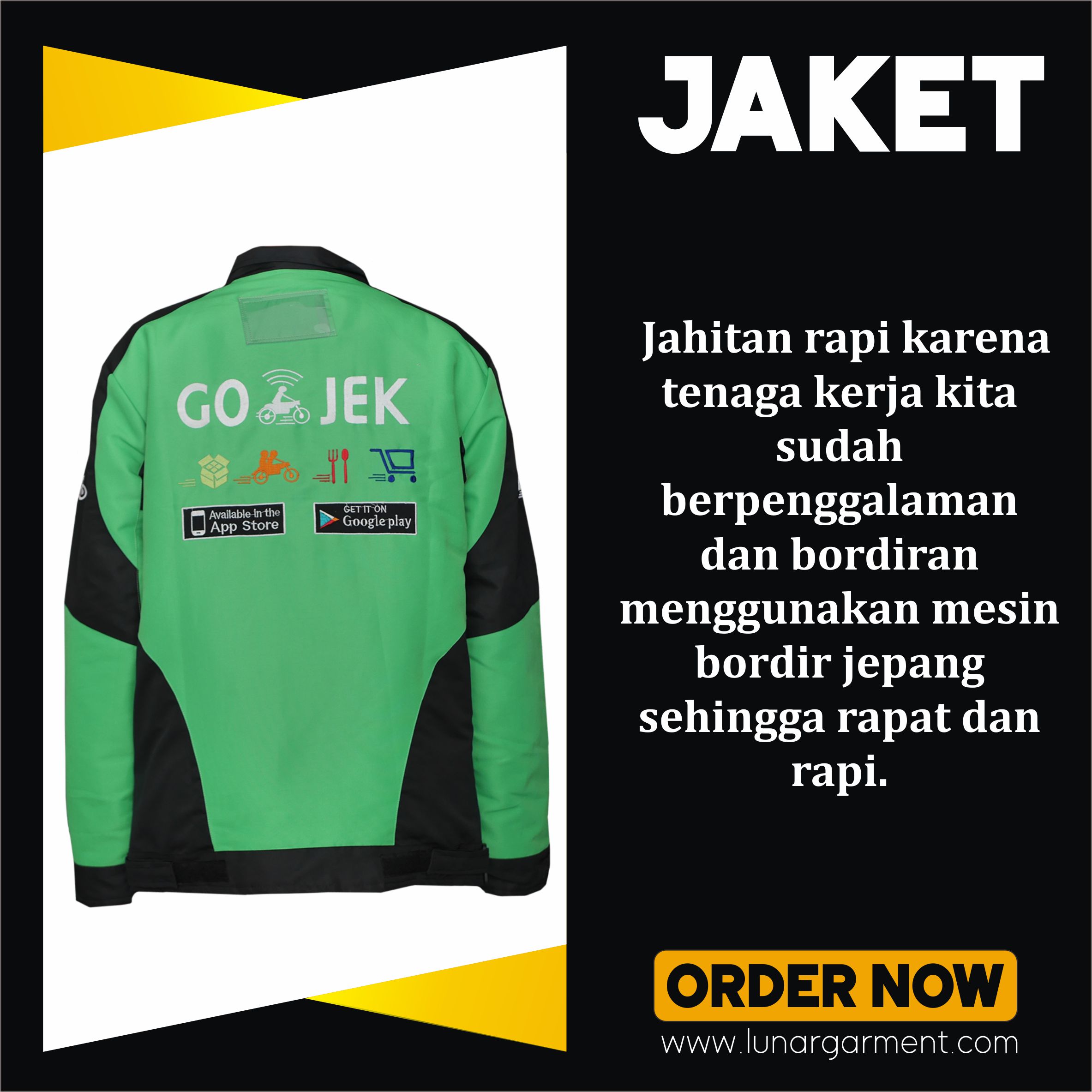Hasil Konveksi Jaket Gojek Lunar Garment Indonesia Hasil Konveksi Jaket Gojek Lunar Garment Indonesia